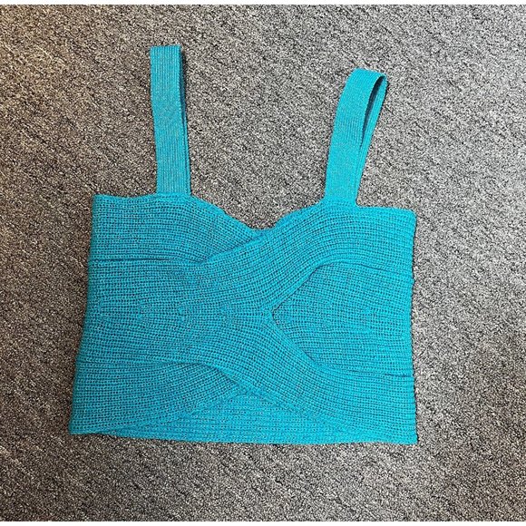 NWT Cult Gaia Cyan Blue Set Womens L Brieann Knit Top/M Hedda High Waist Skirt - Picture 7 of 12